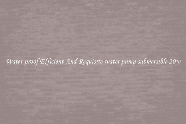 Water-proof Efficient And Requisite water pump submersible 20w